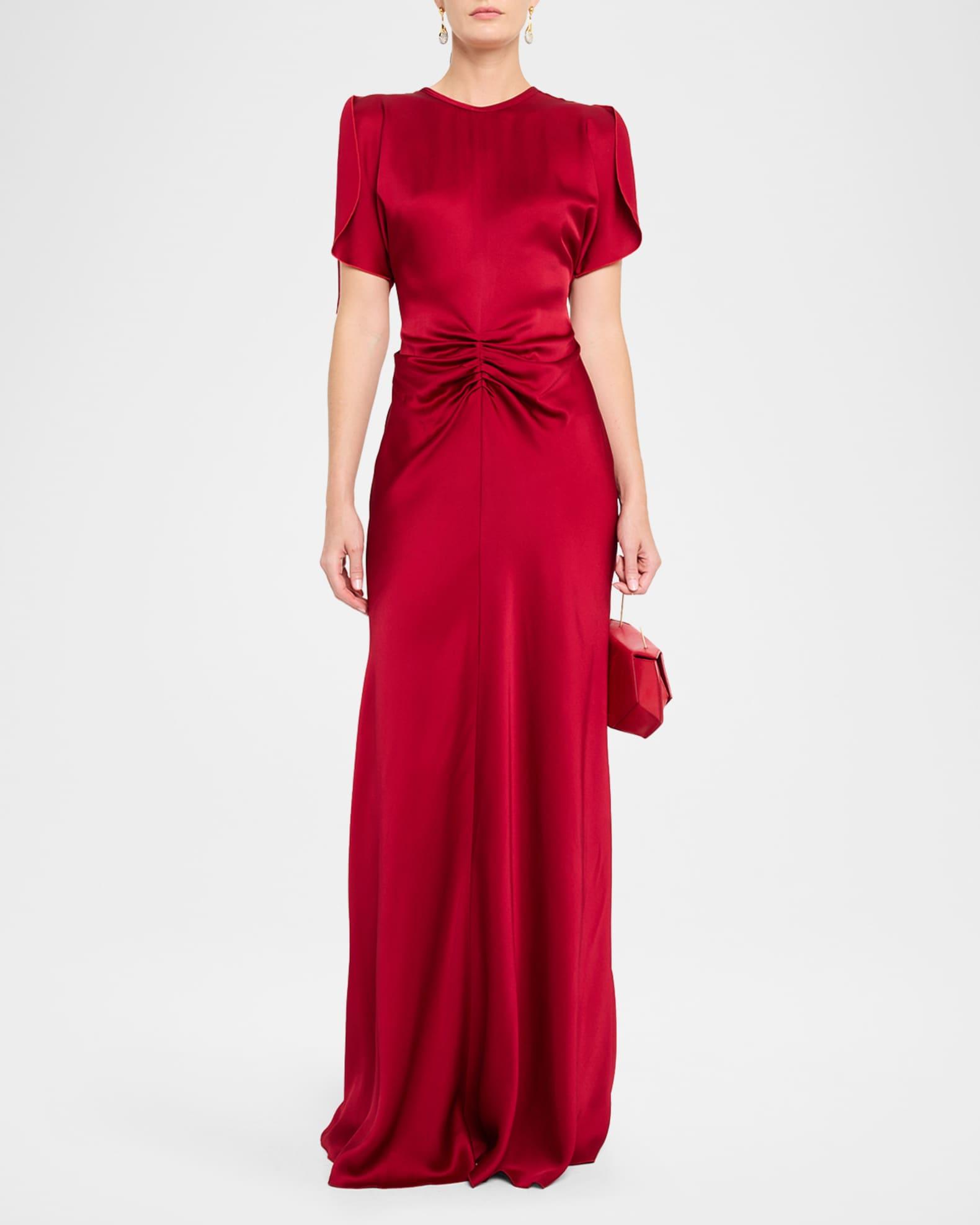 Gathered Waist Satin Gown Product Image