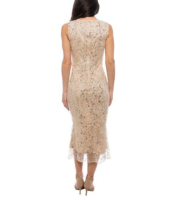 Marina V-Neck Beaded Midi Dress Product Image