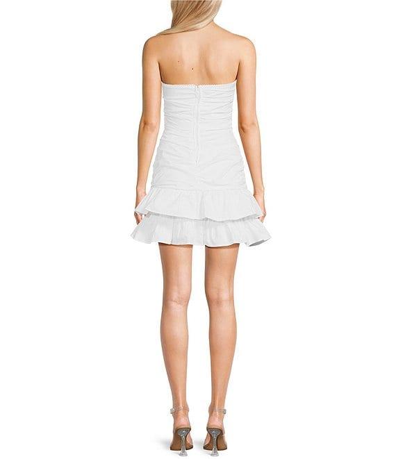 Midnight Doll Strapless Square Neck Ruffled Tiered Dress Product Image