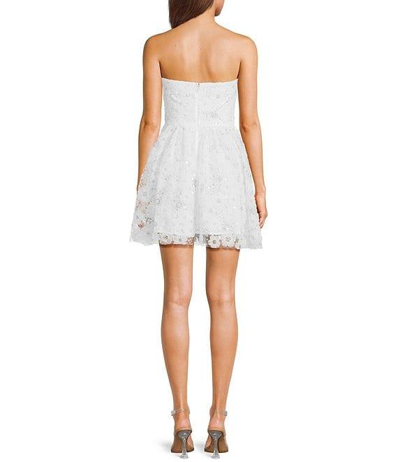 Midnight Doll Soutache Sequin Beaded Strapless Mini Dress Product Image