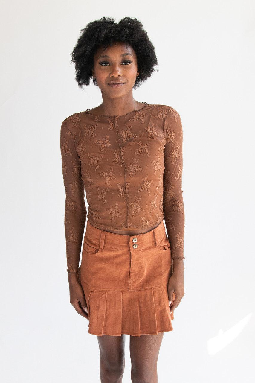 Long Sleeve Mesh Lace Top With Cami Product Image