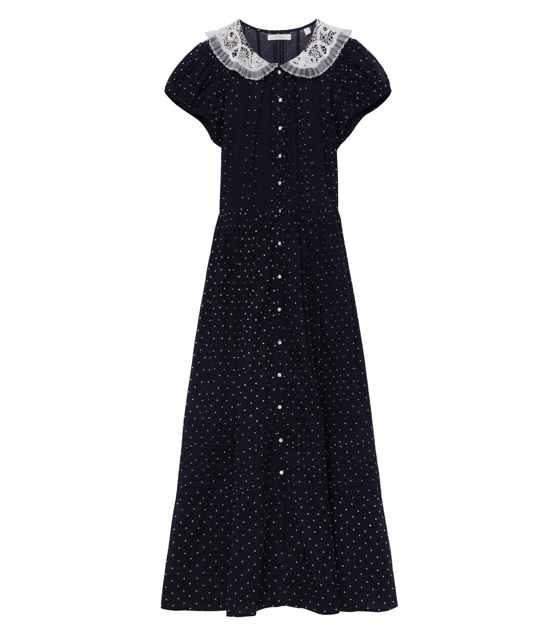 AMÉRIE DRESS -- NAVY FLOCK DOT Product Image