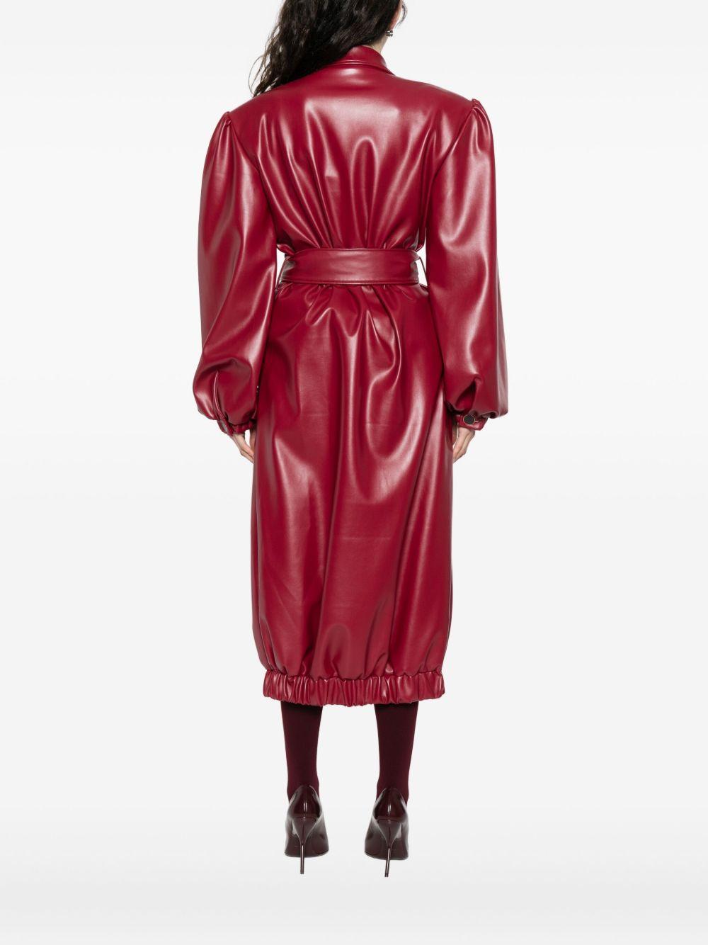 belted puff-sleeve coat Product Image