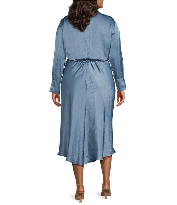 Lucy Paris Plus Size Paige Long Sleeve Satin Midi Dress Product Image