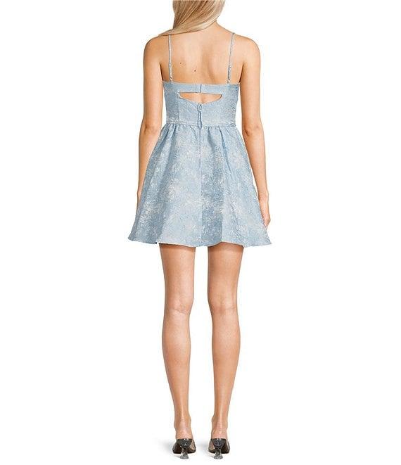 Midnight Doll Sleeveless Brocade Button Front Detail Mini Dress Product Image