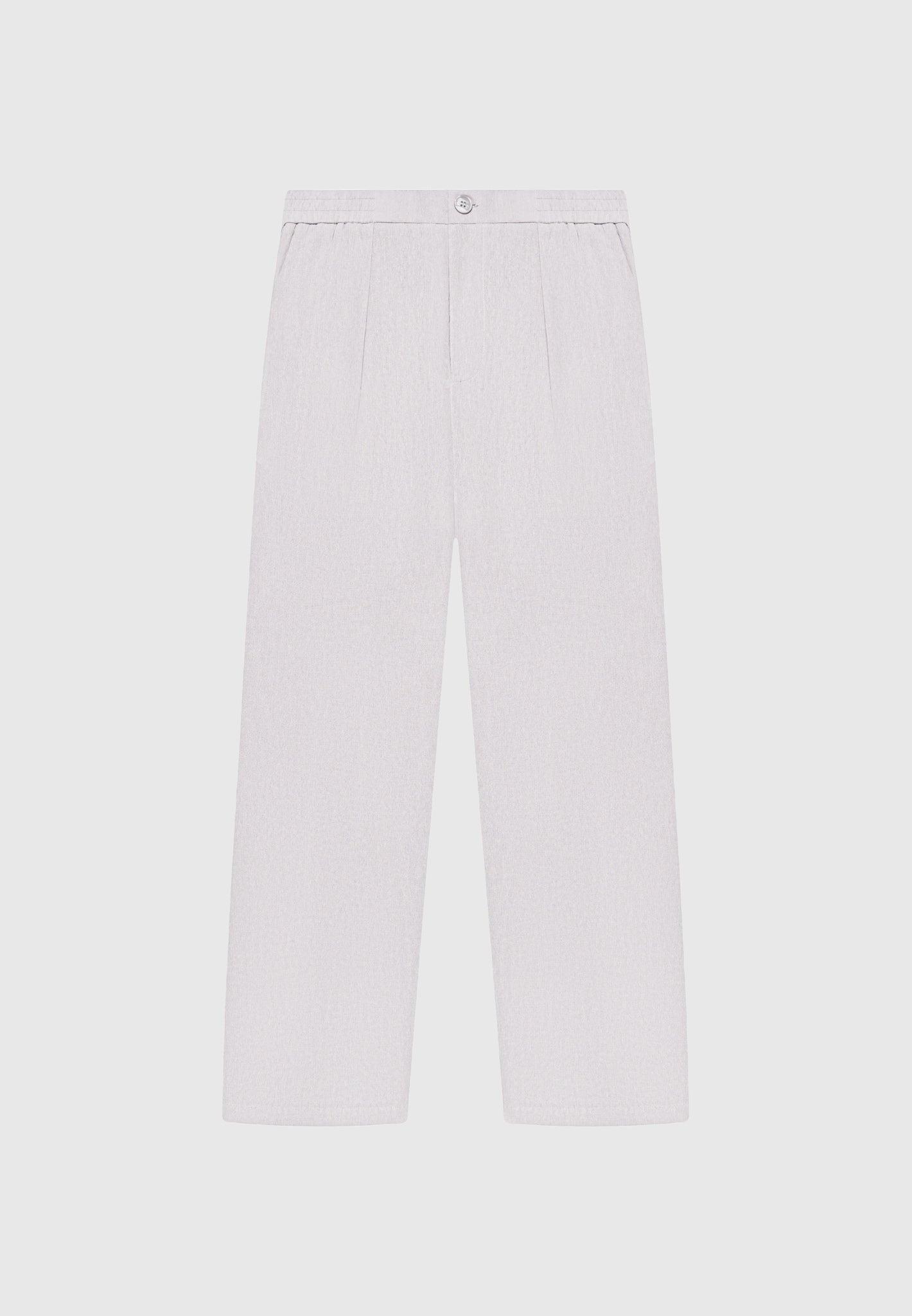 Crinkled Linen Trousers - Grey Male Product Image