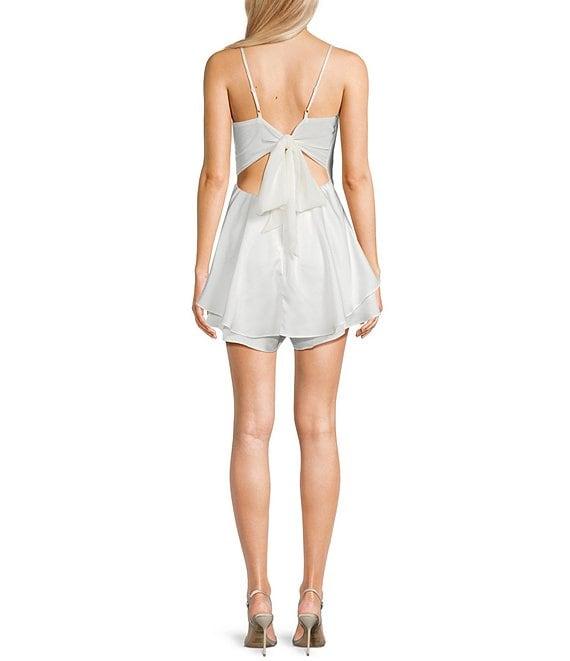 B. Darlin Spaghetti Strap Cowl Neck Tiered Romper Product Image
