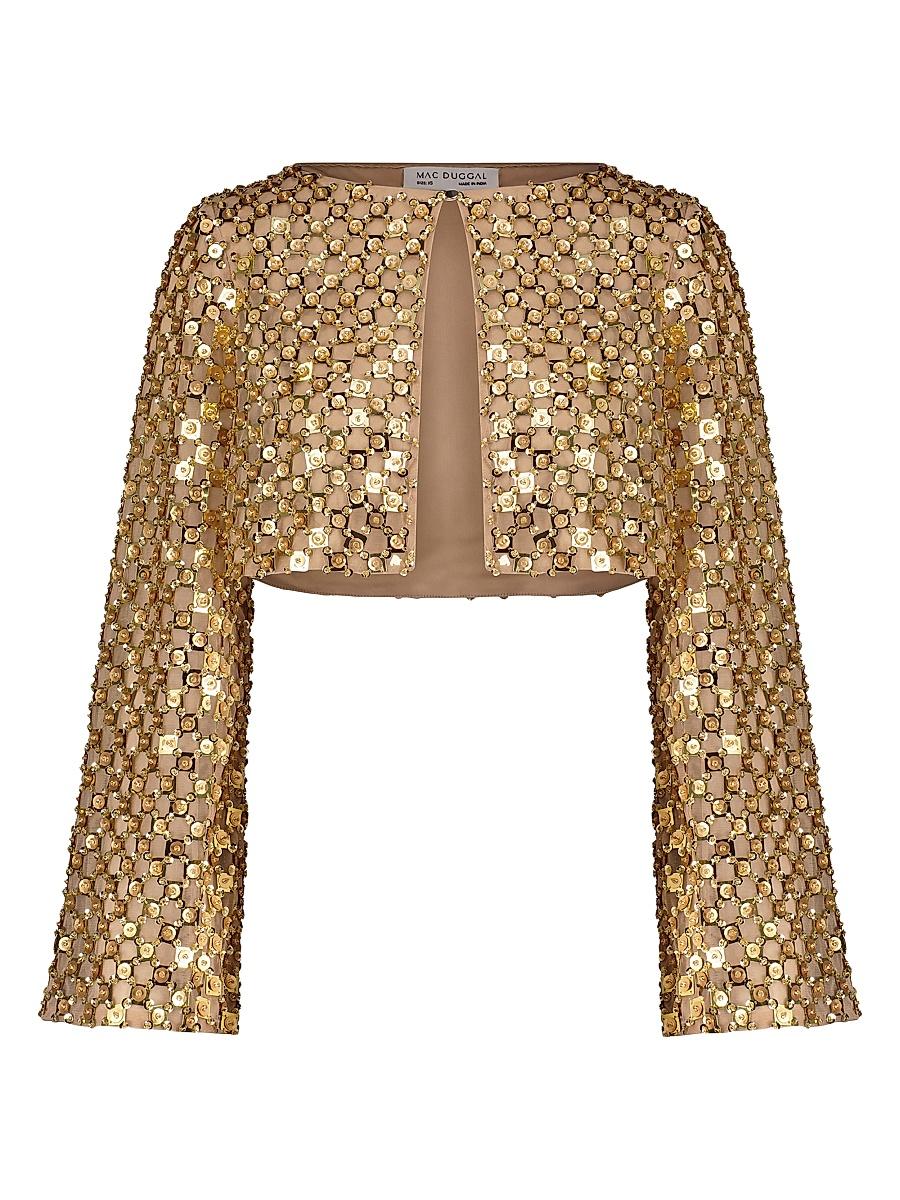 Womens Embellished Georgette Crop Cardigan Product Image