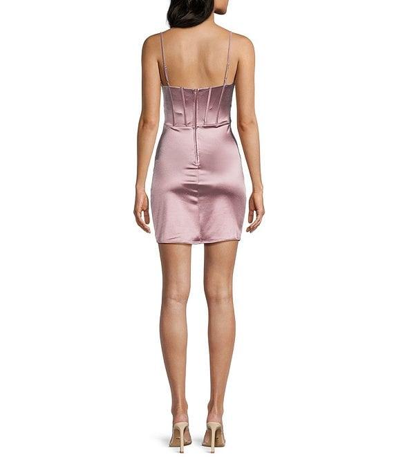 B. Darlin Sweetheart Neck Spaghetti Strap Front Slit Dress Product Image