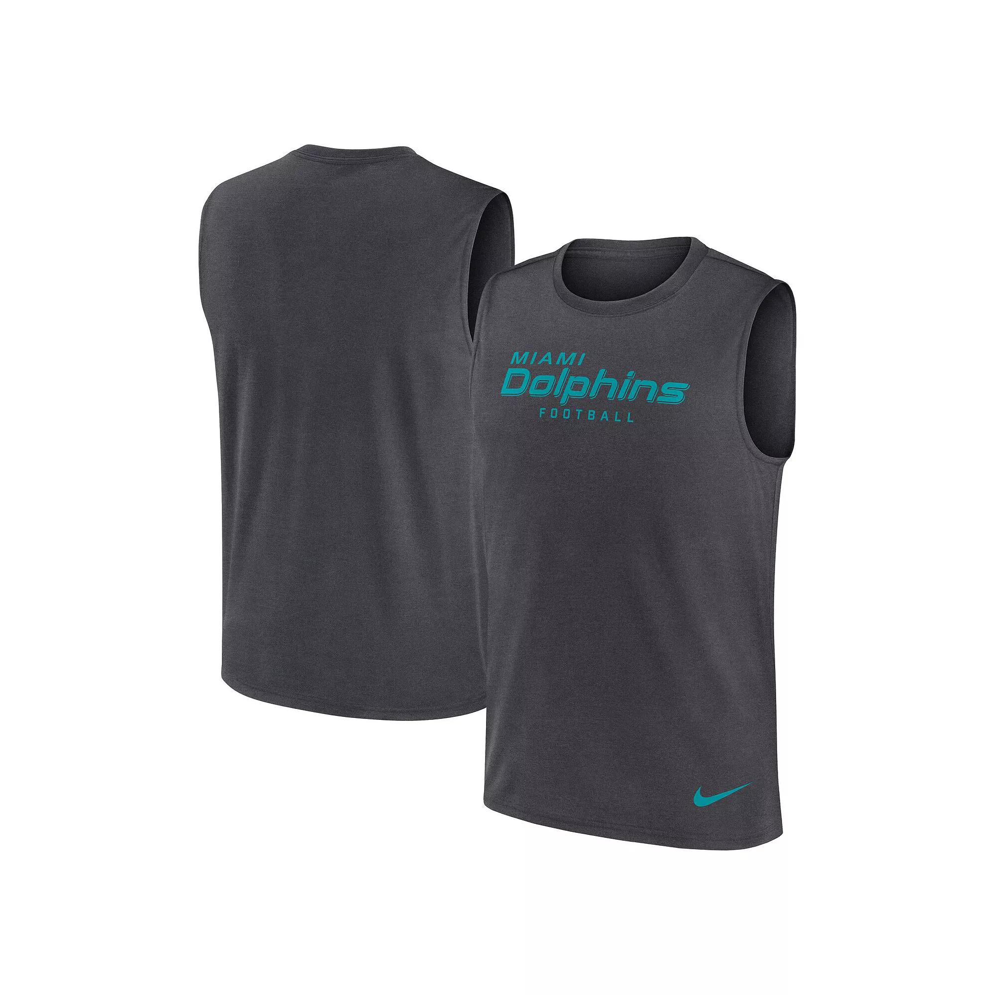 Men's Nike Gray Miami Dolphins Primetime Legend Performance Muscle Tank Top,  Product Image