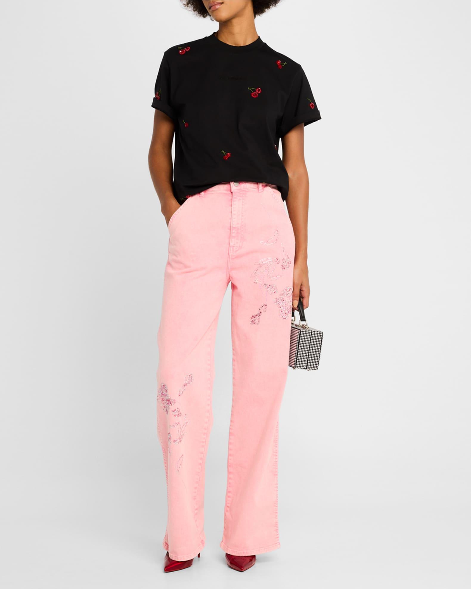 Cherry Embroidered Crewneck T-Shirt Product Image