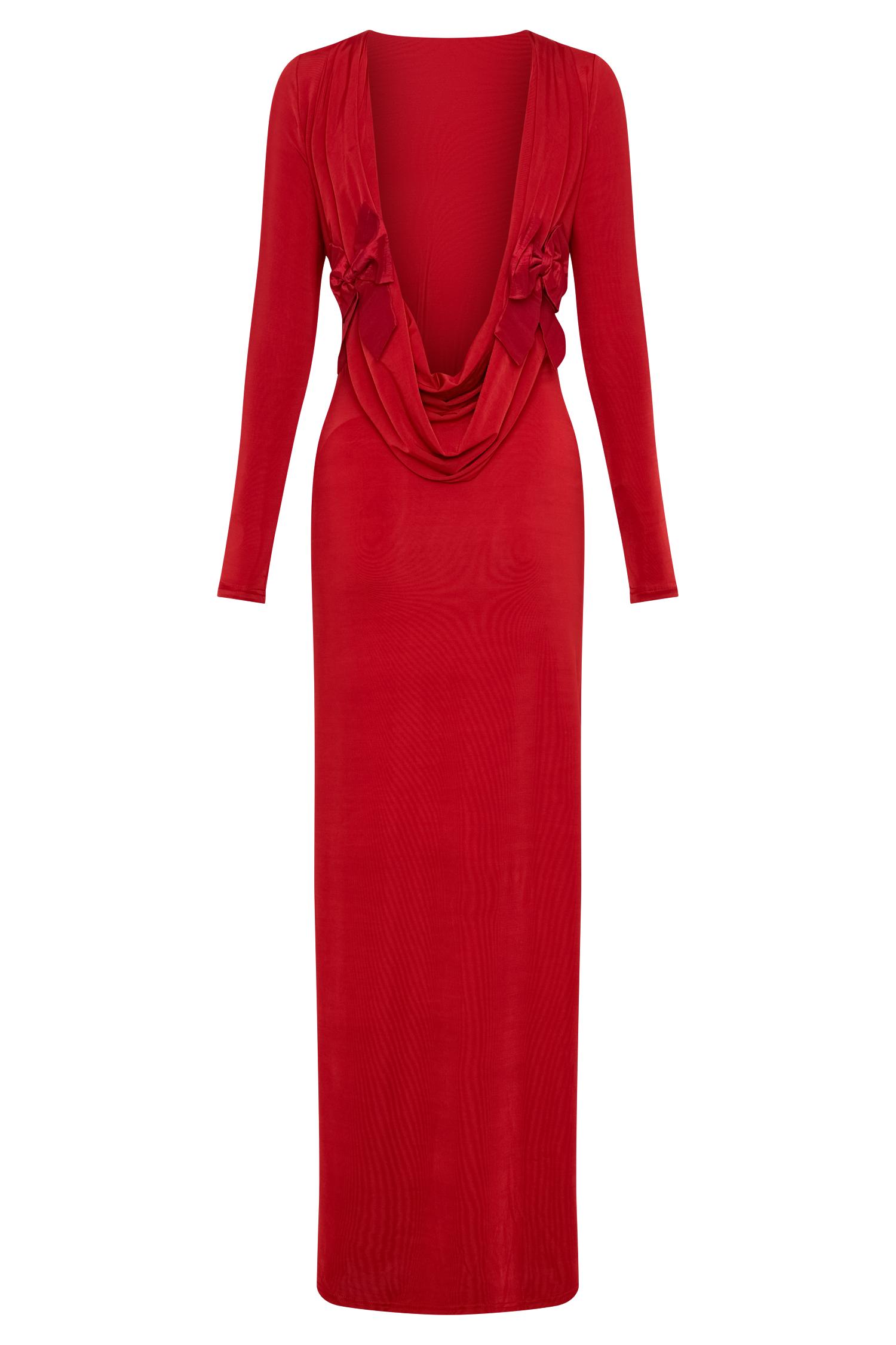 Bennett Slinky Long Sleeve Maxi Dress - Ruby Product Image