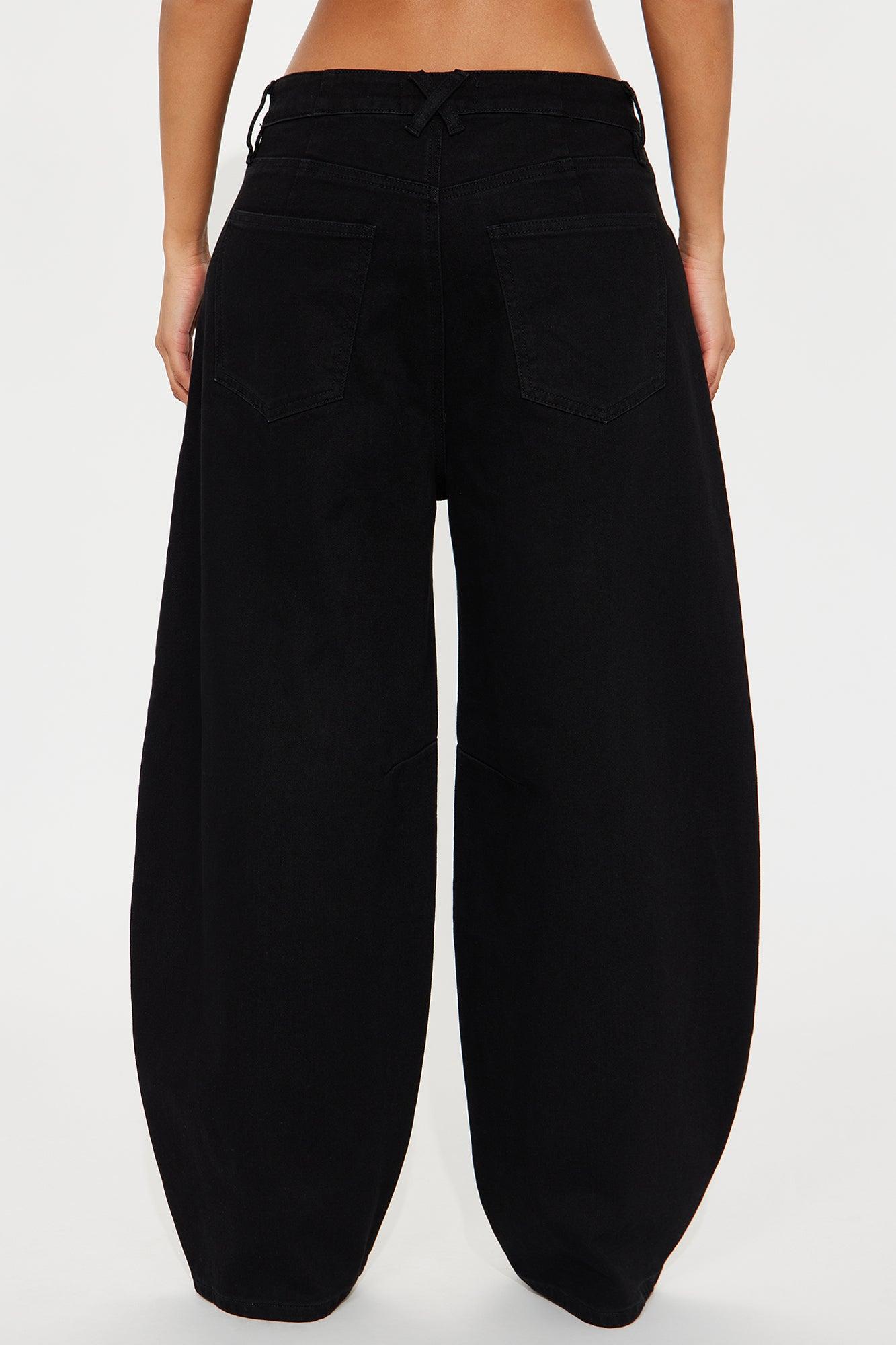 Checked Out Barrel Leg Jeans - Black Female Product Image
