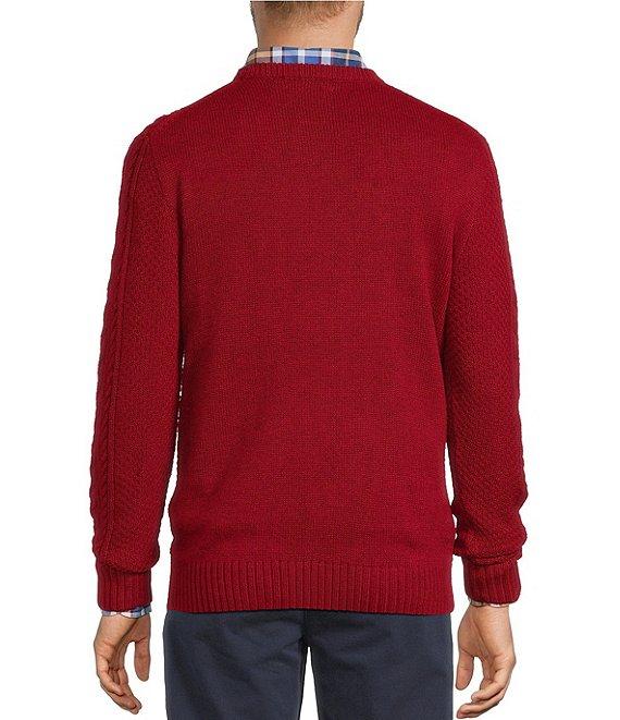 Roundtree & Yorke Long Sleeve Solid Cable Knit Crew Sweater Product Image