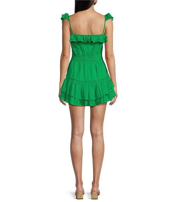 Chelsea & Violet Cassia Guaze Square Neck Ruffle Hem Romper Product Image