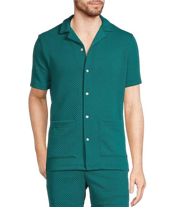 Murano Slim Fit Dual Pocket Textured Short Sleeve Woven Camp Shirt Product Image