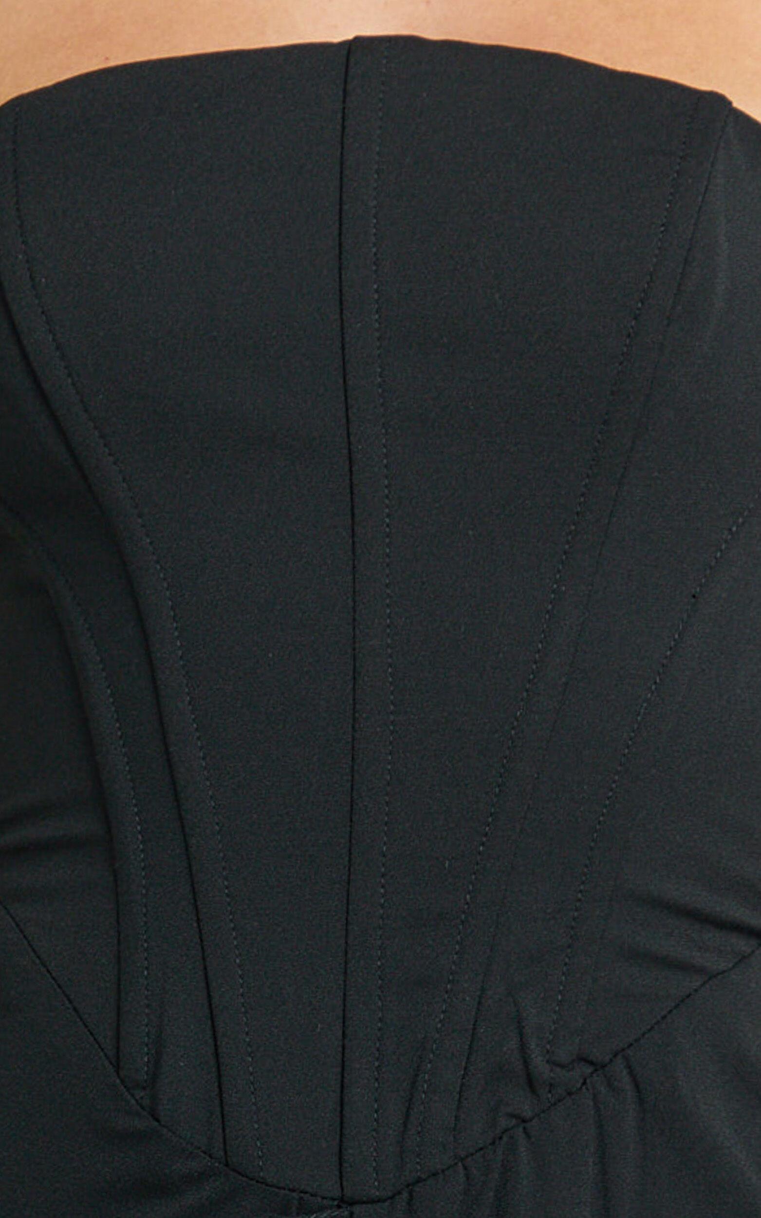 Jamilla Maxi Dress - Strapless Ruffle Front Fit And Flare Dress in Black Product Image