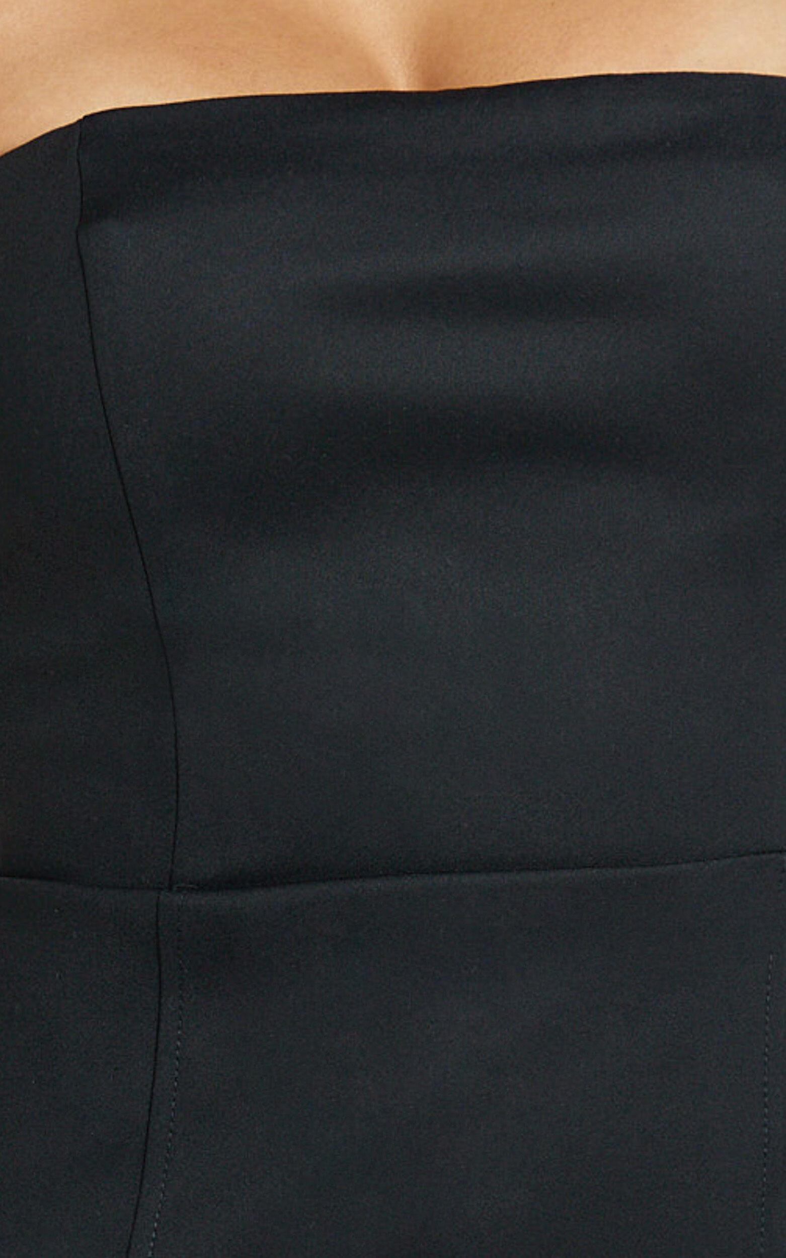 Mica Playsuit - Strapless Fitted Side Split Playsuit in Black Product Image