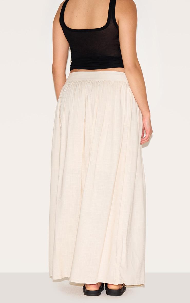 Plus Beige Cotton Pleated Maxi Skirt Product Image