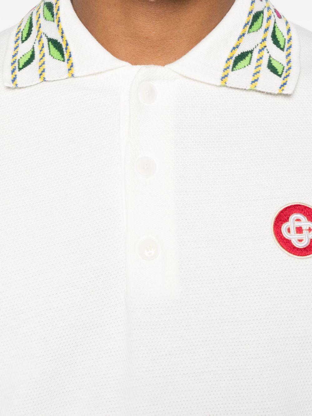 embroidered-collar polo shirt Product Image