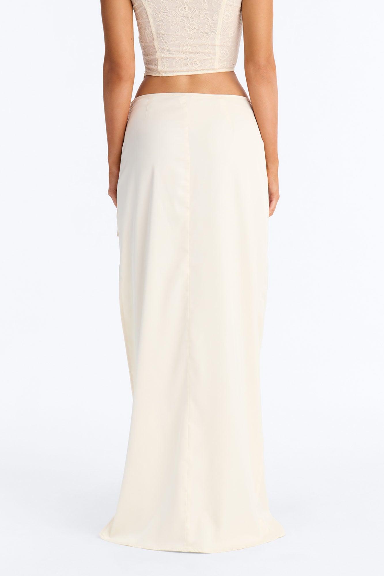 Phoebe Satin Wrap Maxi Skirt - Ivory Female Product Image