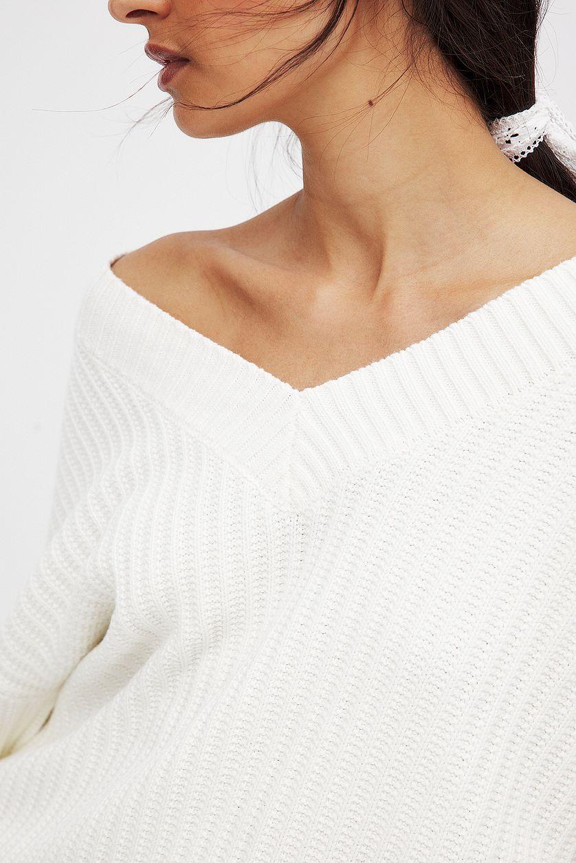 Knitted Oversized V-Neck Sweater Product Image