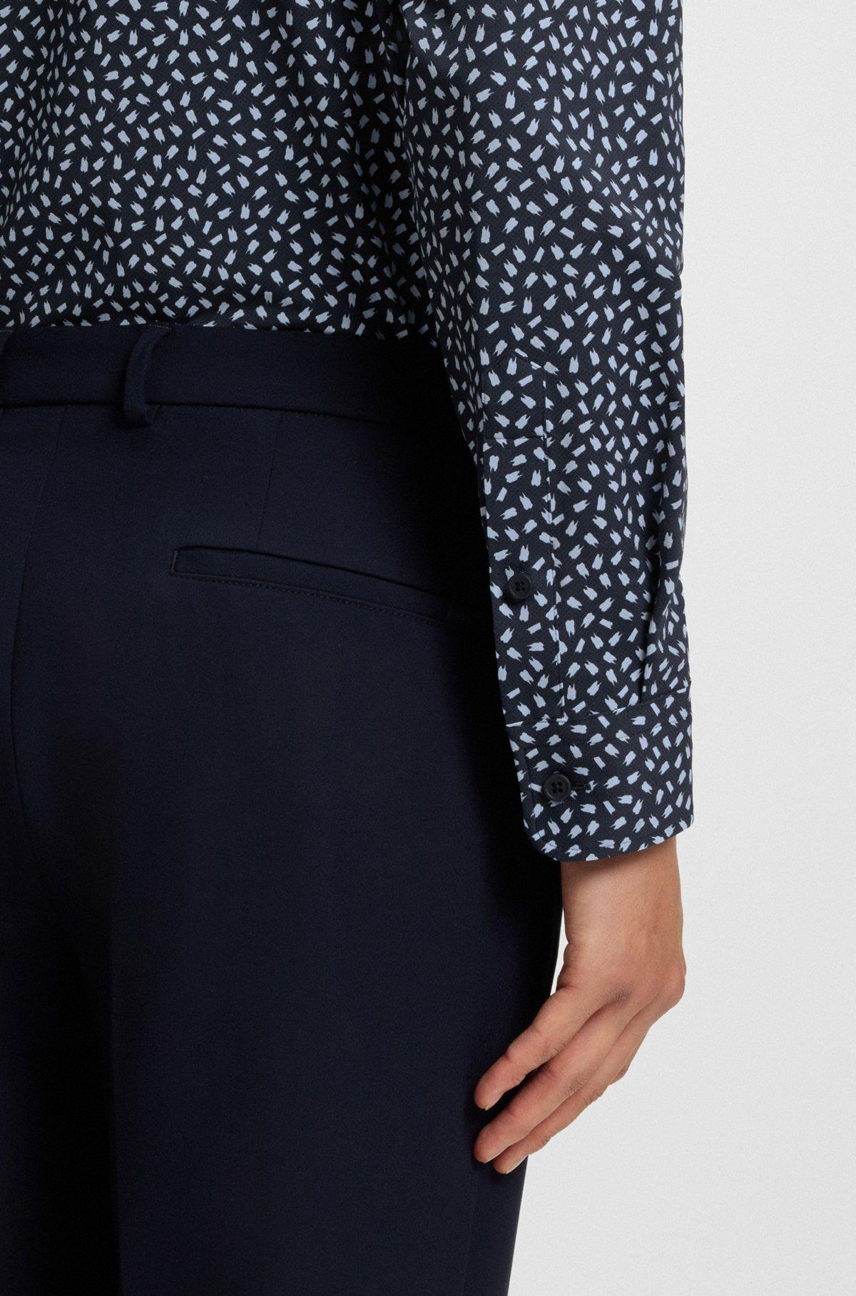 BOSS - Slim-fit shirt in printed performance-stretch Italian fabric - Dark Blue Product Image
