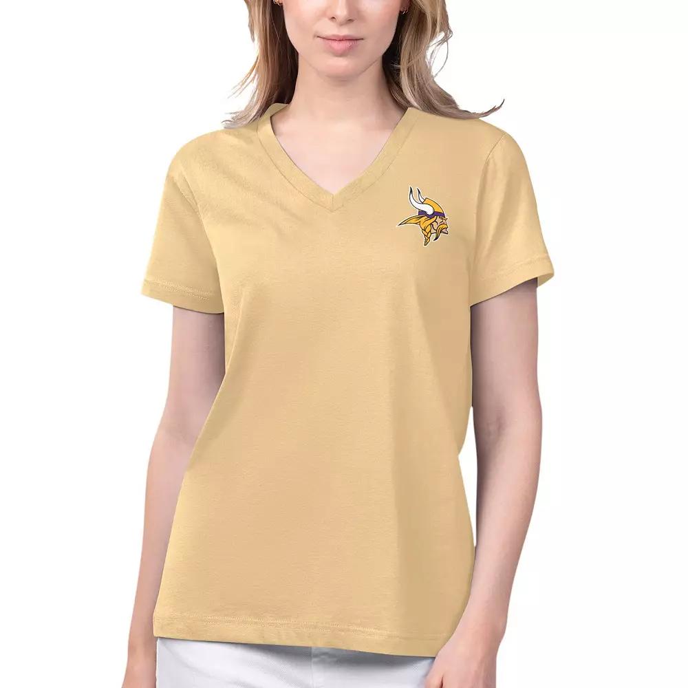 Women's Margaritaville Gold Minnesota Vikings Game Time V-Neck T-Shirt,  Product Image