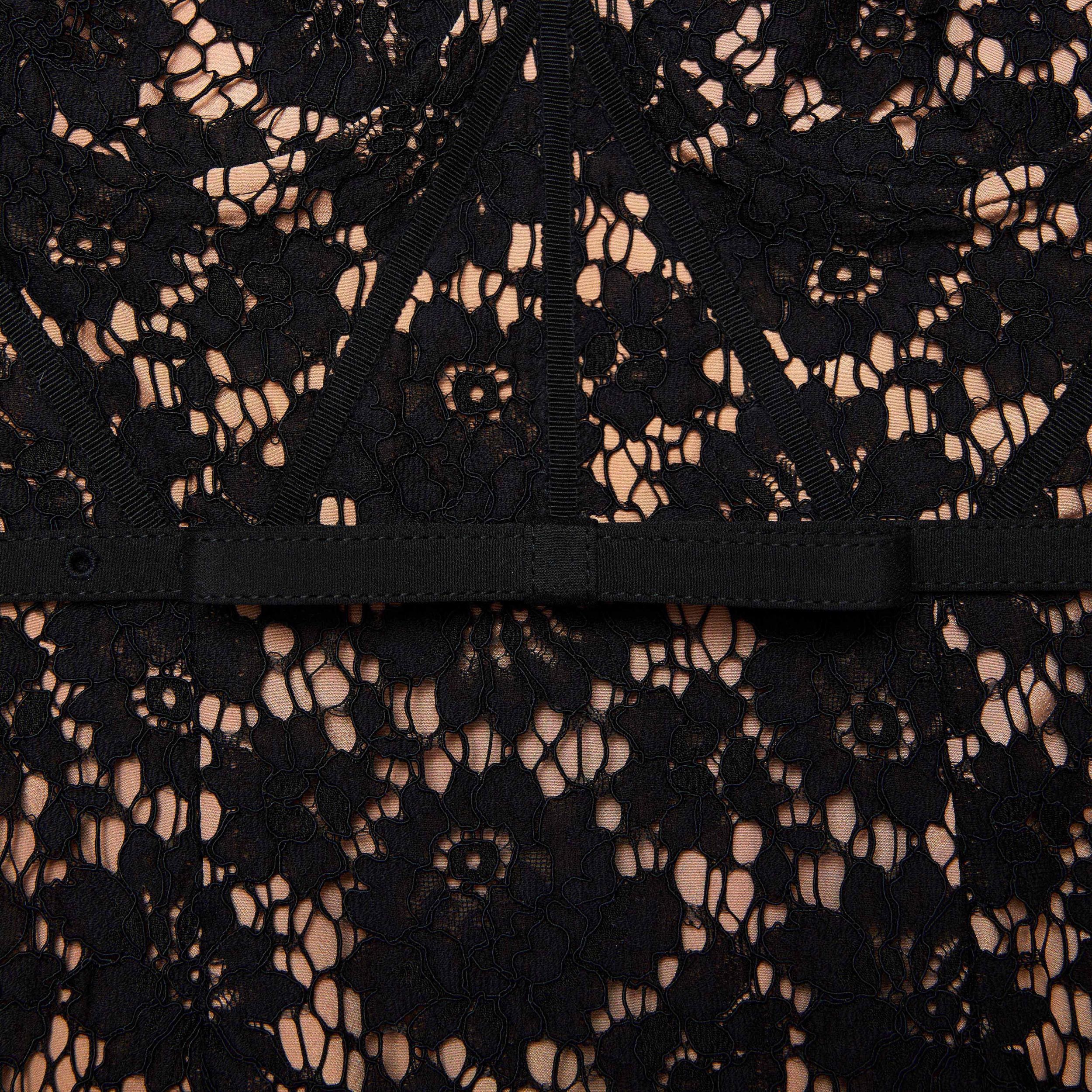 Black Fine Lace Midi Dress Product Image