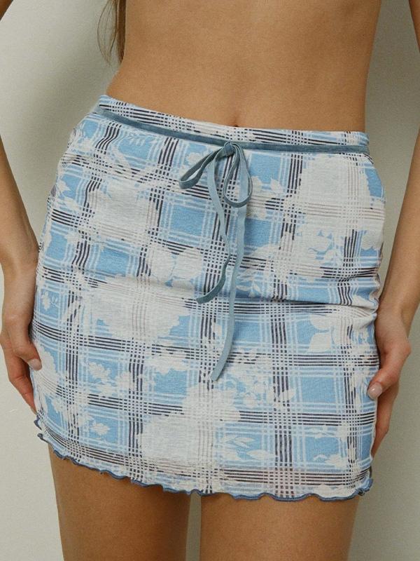 Plaid Print Tube Top Miniskirt Two Piece Product Image