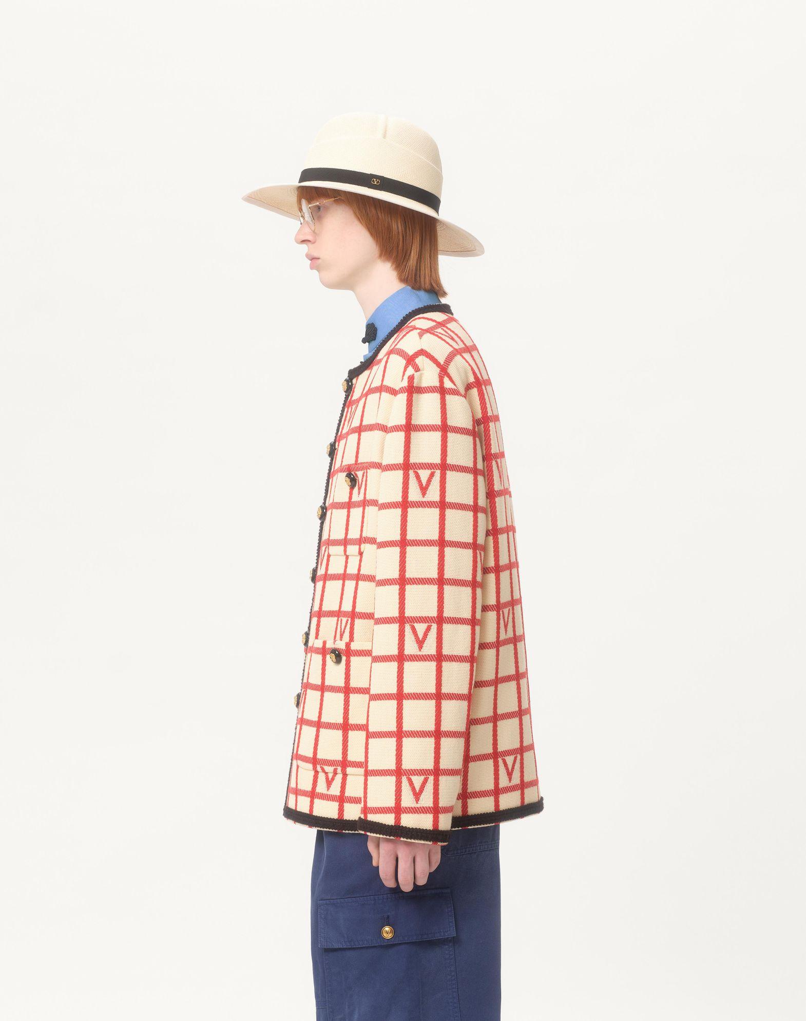 Wool Blend Jacket With V Check Pattern Product Image