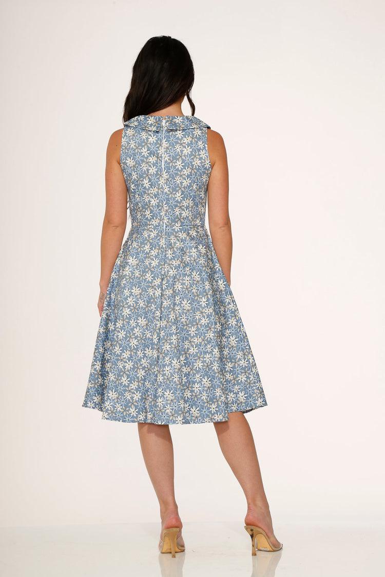 Blue Daisy Floral Swing Dress Product Image