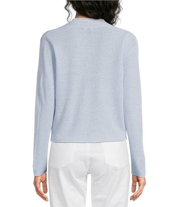 Eileen Fisher Organic Linen Cotton Blend Ribbed Knit Open Front Long Sleeve Cardigan Product Image