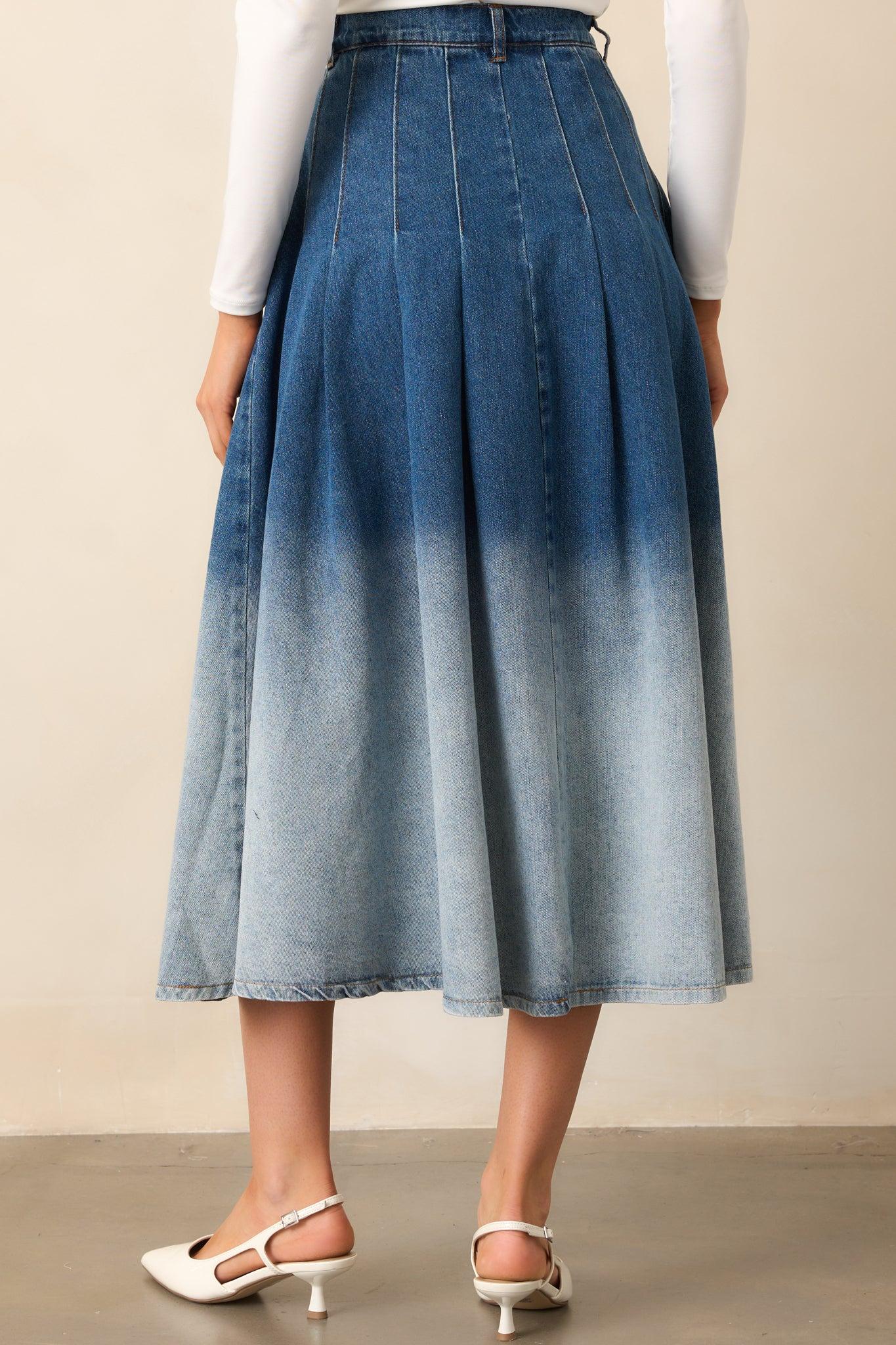Urban Blues Ombré Denim Midi Skirt Product Image