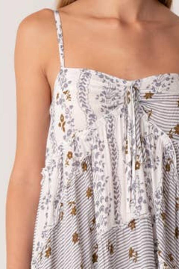 Bohemian Striped Floral High Low Maxi Dress Product Image