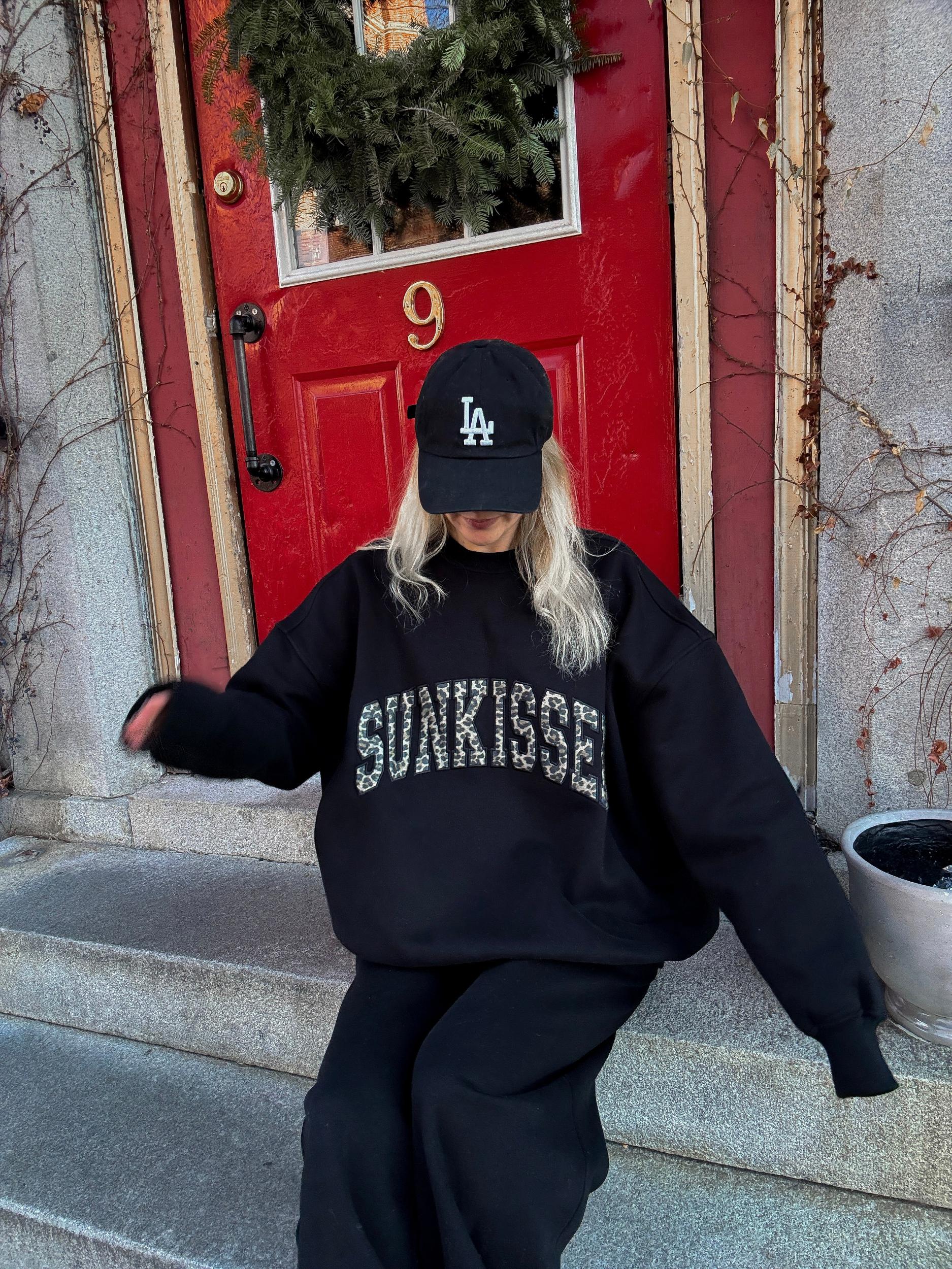 Black Basic Blank Flare Sweatpants Product Image