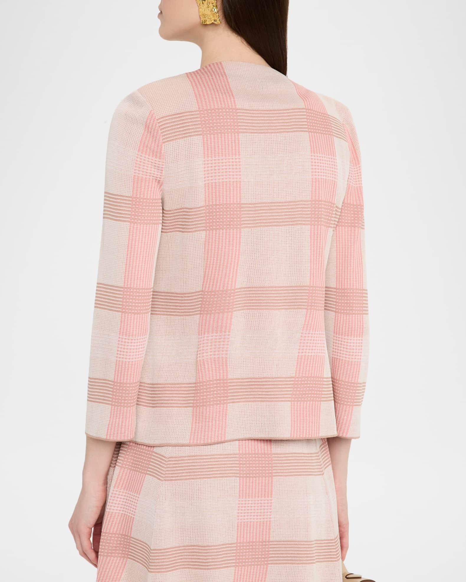 Tailored Plaid Knit Jacket Product Image