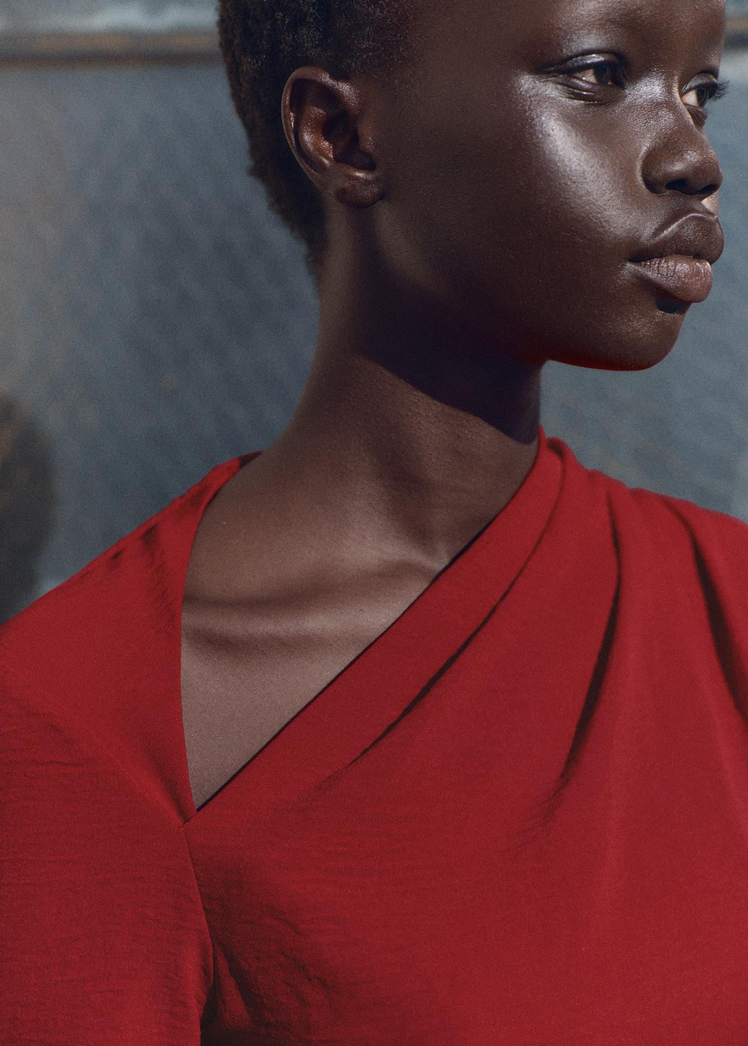 Asymmetric draped gown - Women | MANGO USA Product Image