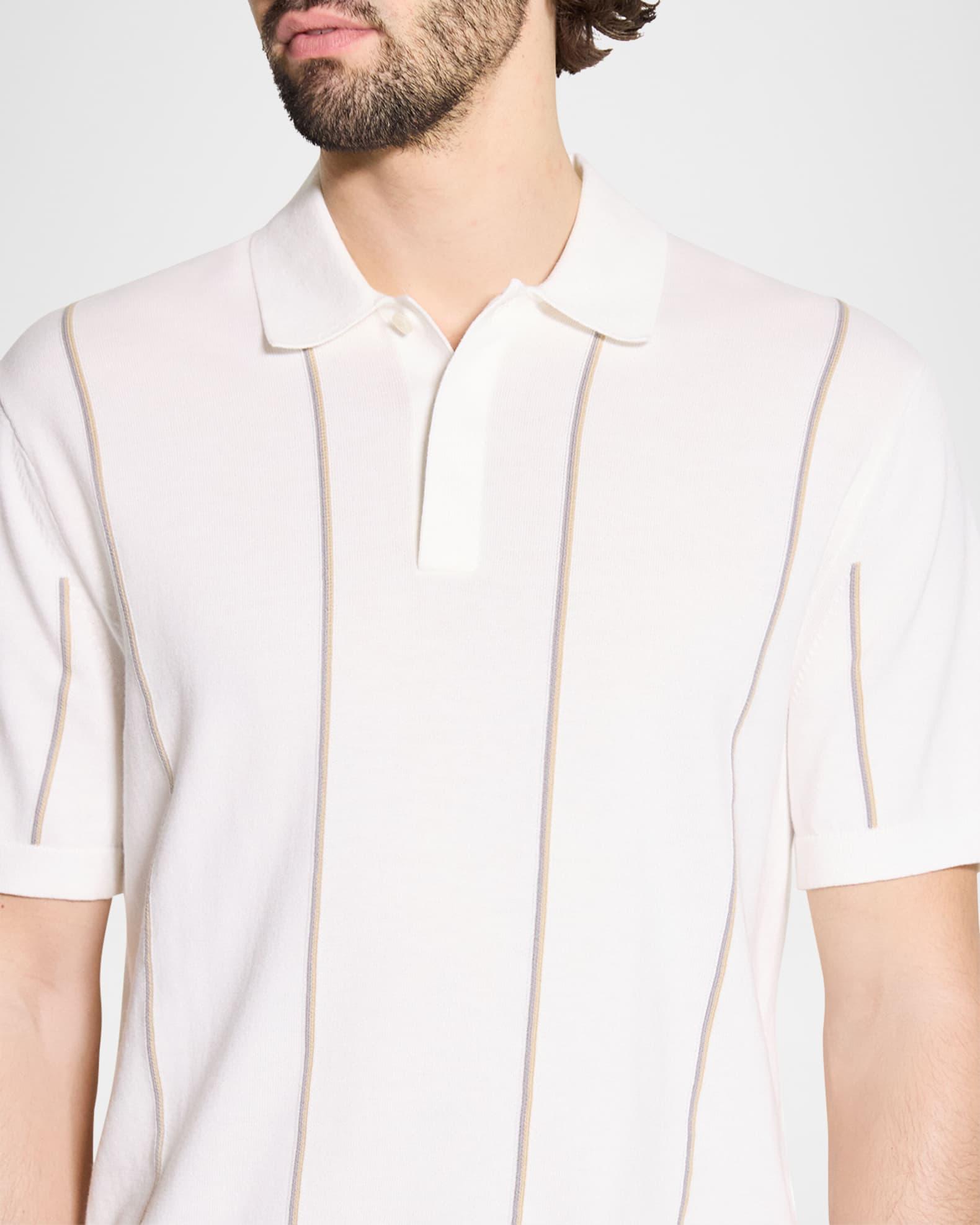 Men's Cotton Stripe Short-Sleeve Polo Sweater Product Image