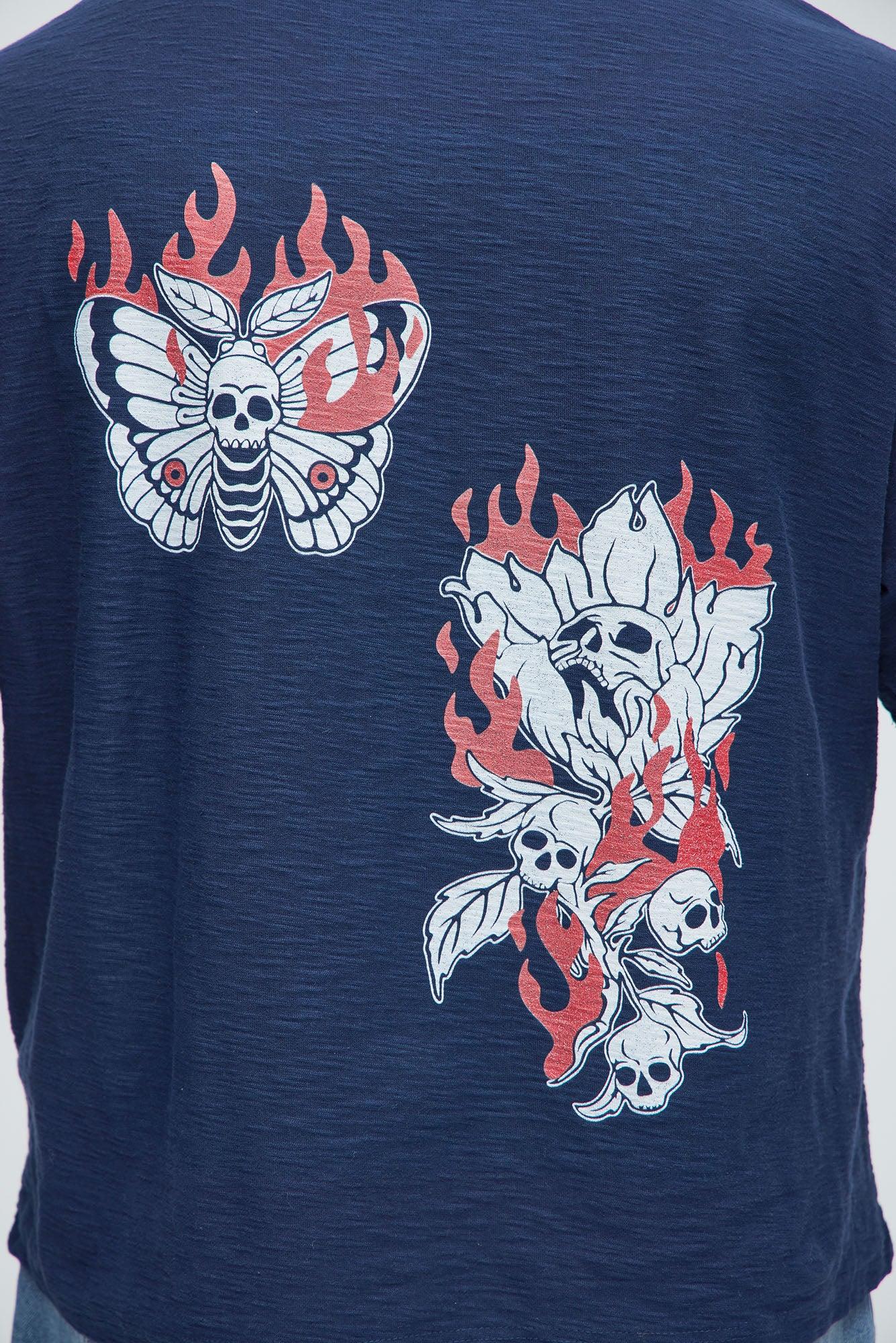 Mentally Somewhere Else Textured Short Sleeve Tee - Navy Product Image