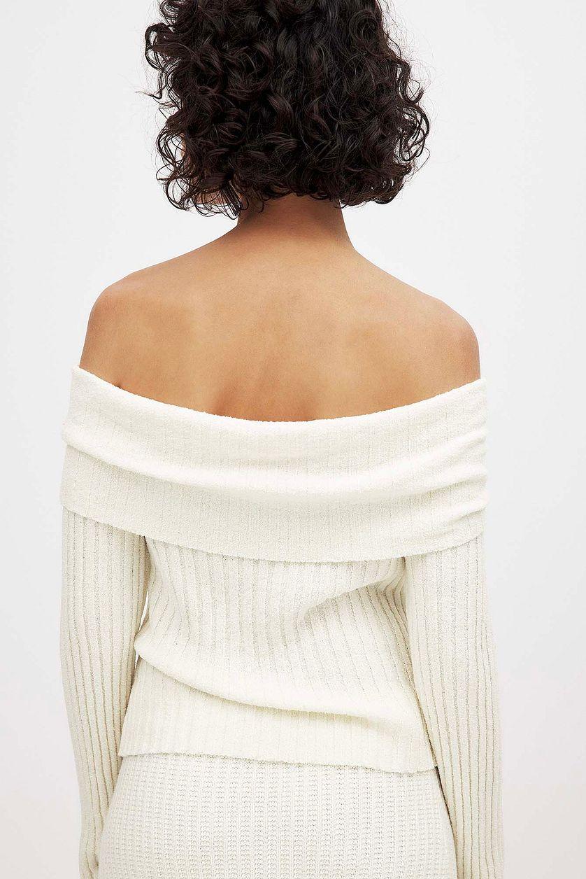 Ribbed Knitted Offshoulder Sweater Product Image