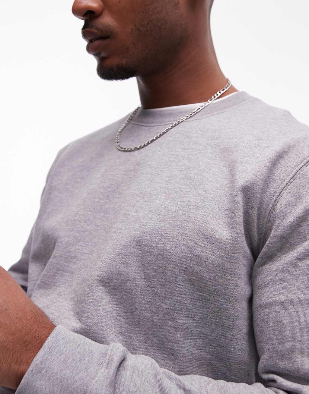 ARKET minimal jersey sweatshirt with crew neck in gray Product Image