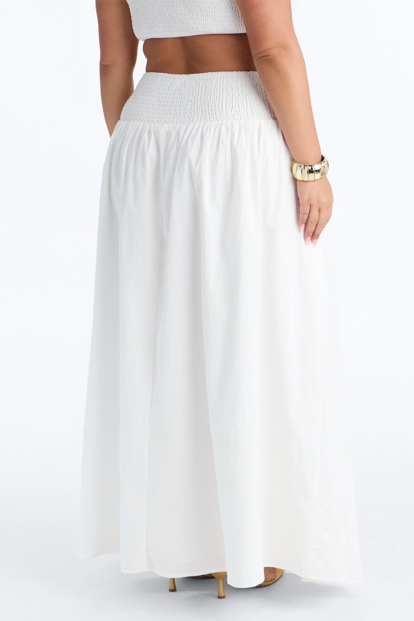 Brigitte Poplin Drop Waist Maxi Skirt - White Female Product Image