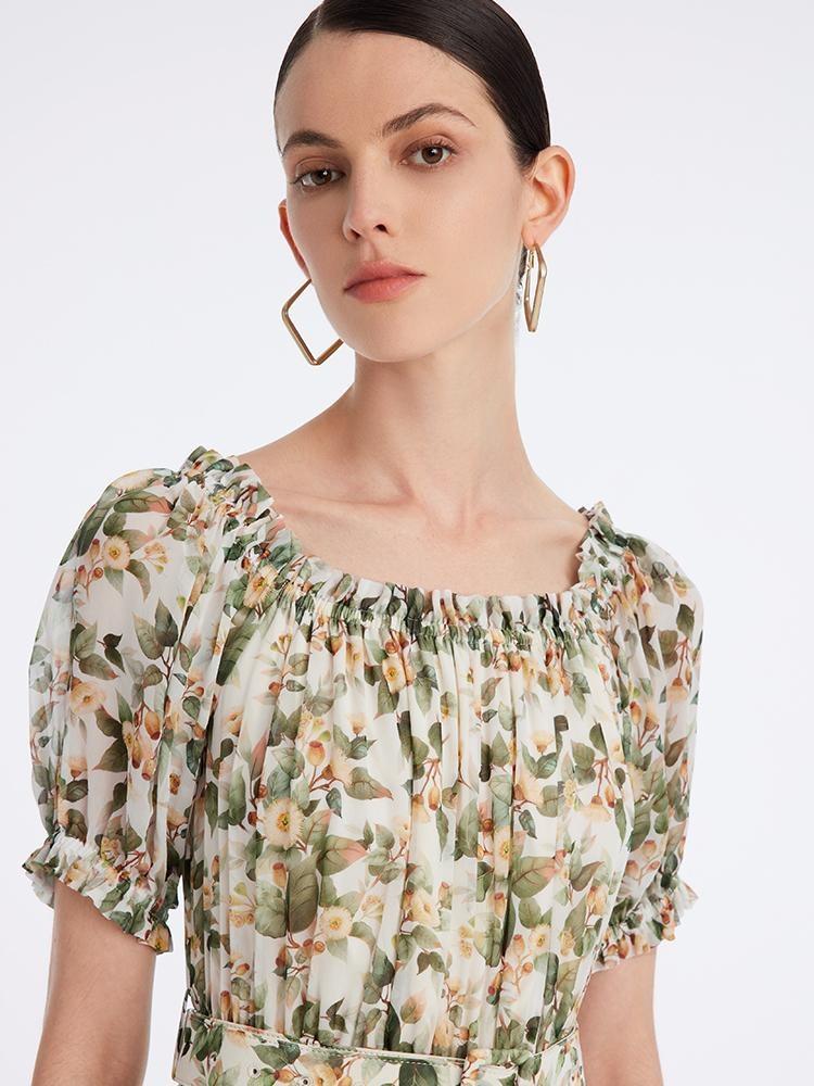 Silk Floral Print Maxi Dress Product Image