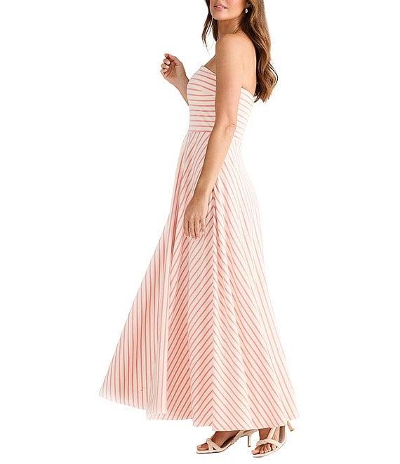 Brave + True Thandie Sleeveless Strapless Horizontal Bodice Stripe Fit And Flare Maxi Dress Product Image