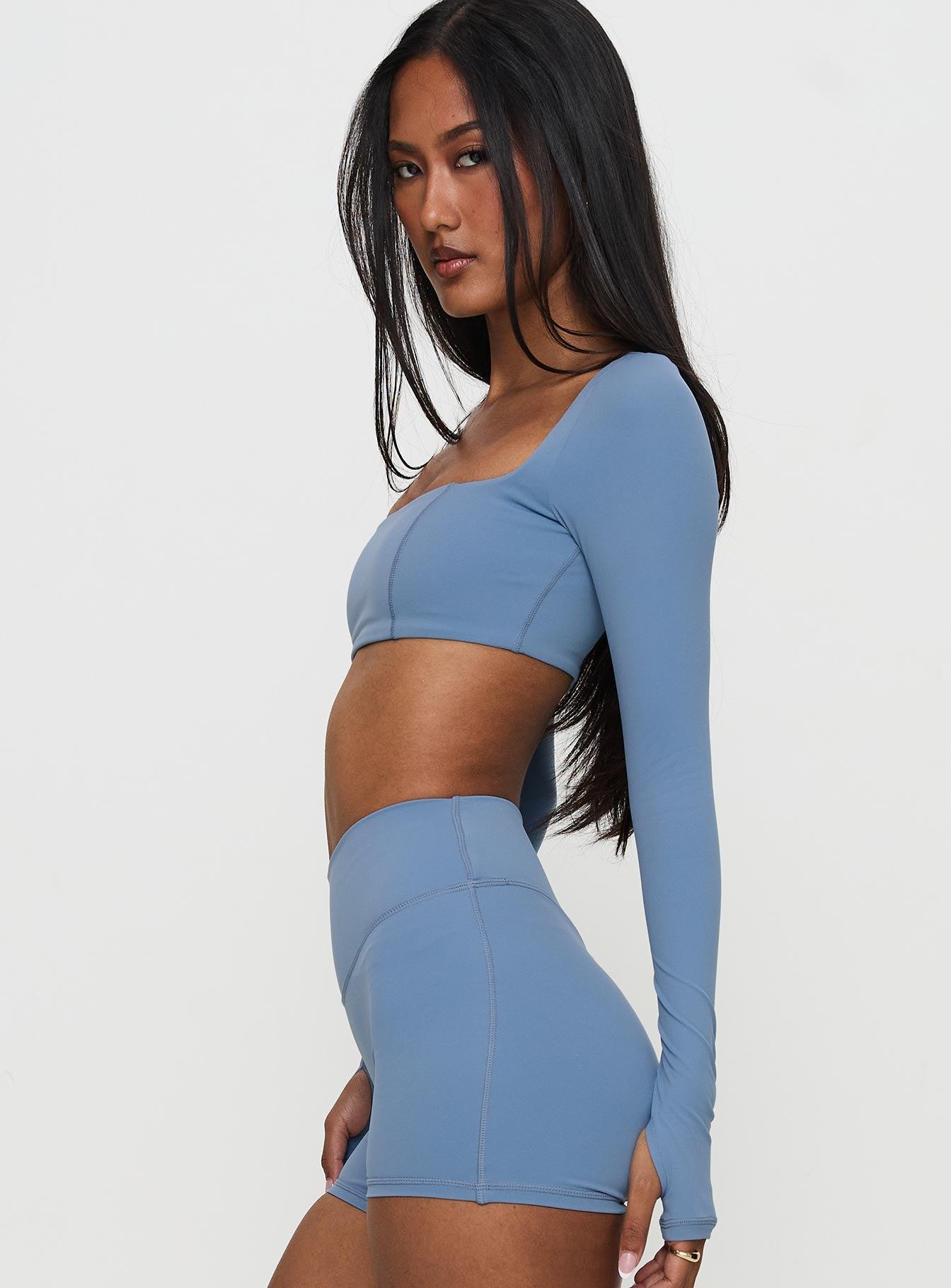 Set Point Active Square Neck Long Sleeve Top Blue Product Image