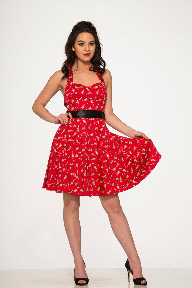 Red Violin Halter Swing Dress Product Image