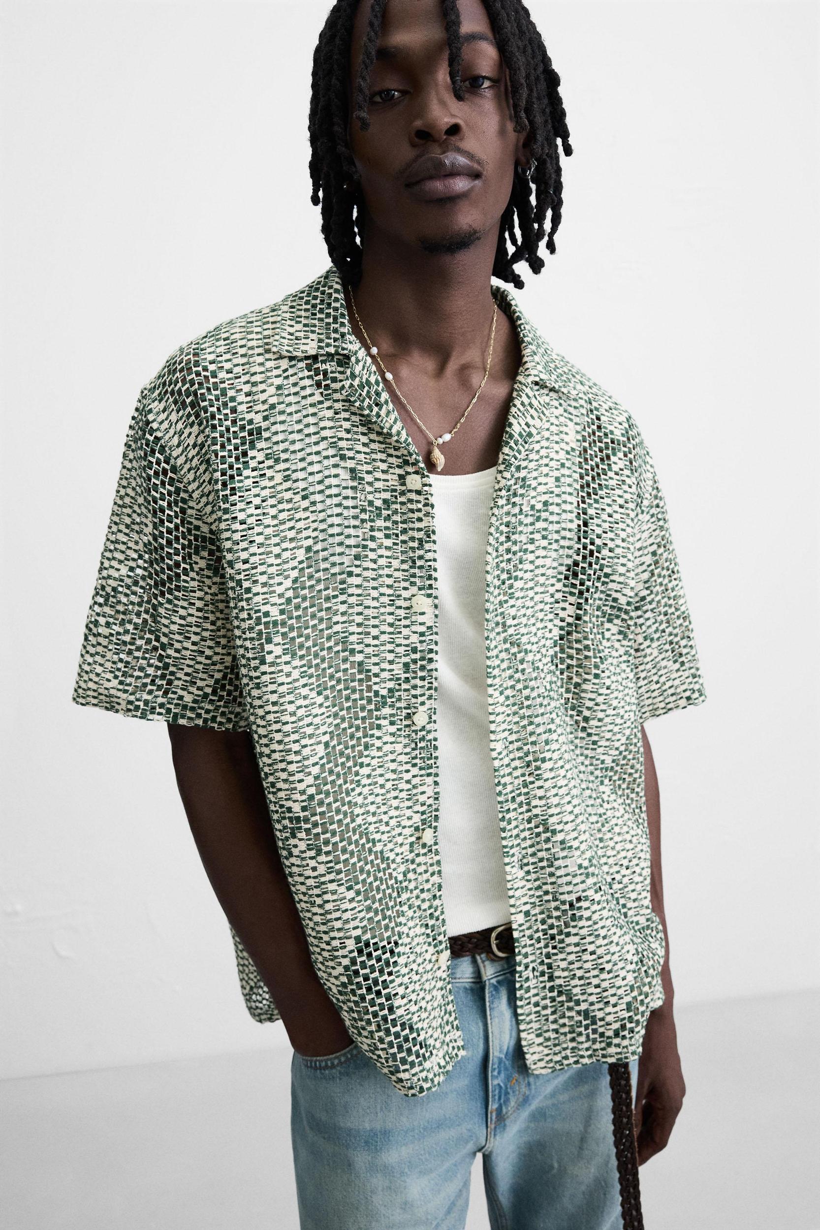 TEXTURED CROCHET SHIRT Product Image