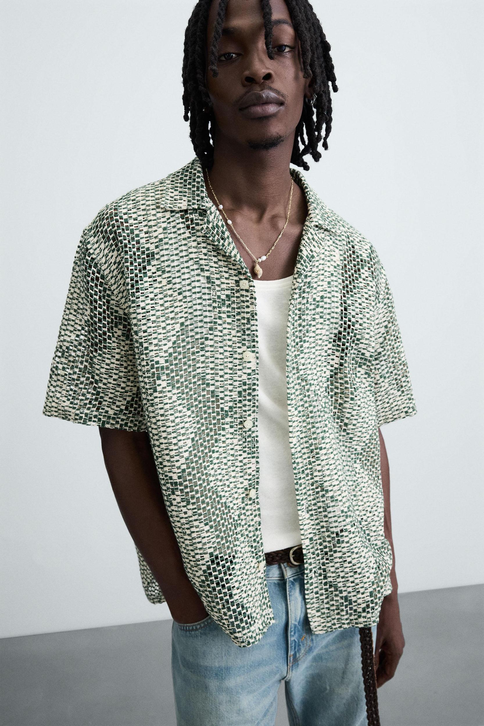 TEXTURED CROCHET SHIRT Product Image