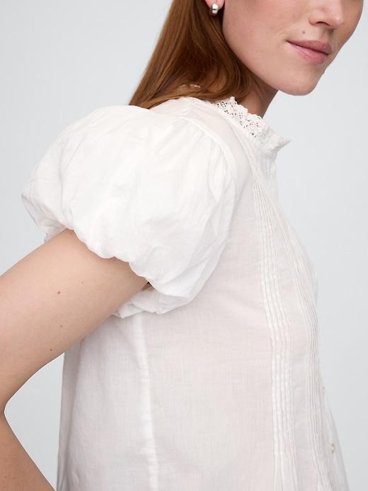 Bubble-Sleeve Pintuck Top Product Image